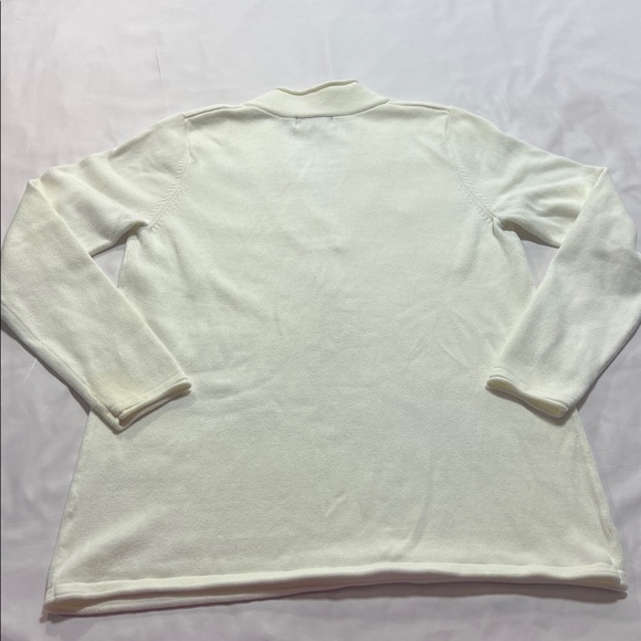 Eddie Bauer Cream V-Neck Knit Sweater Top Women’s Large Classic Soft Stretch - Picture 3 of 8